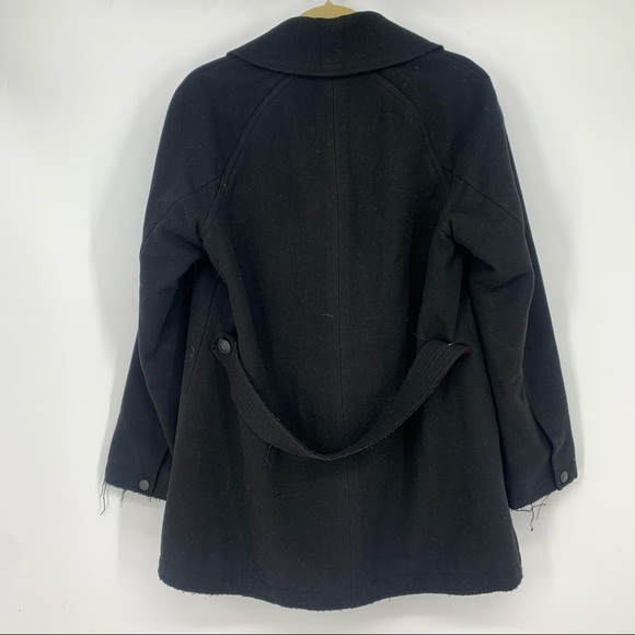 Rag & Bone Raw Hem Black Wool Pea Coat Size M - Picture 5 of 9